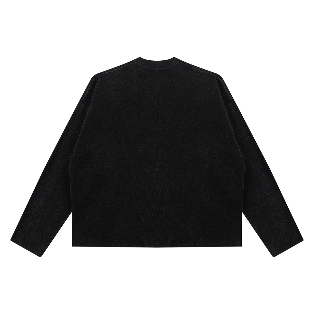 Unisex Vintage Wash Boxy Waffle Raw Edge T-Shirt - Front Logo