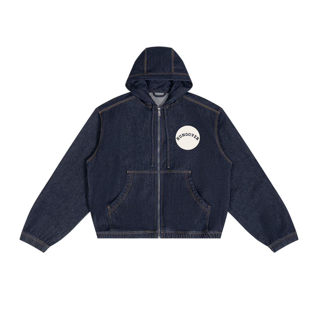 Men's Boxy Vintage Wash Hooded Denim Jacket