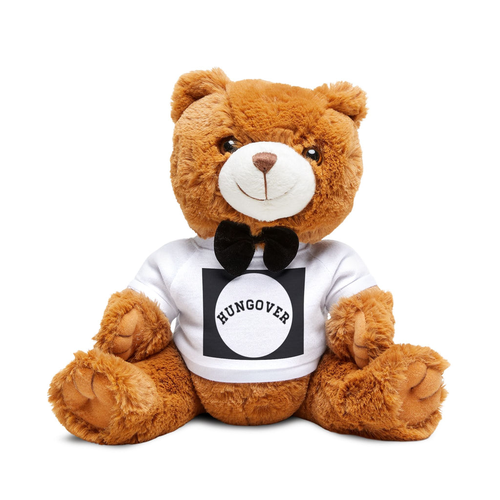 Hangover Teddy Bear Plush with Funny 'HUNGOVER' T‑Shirt — Gift for Friends, Bachelorette & Birthday