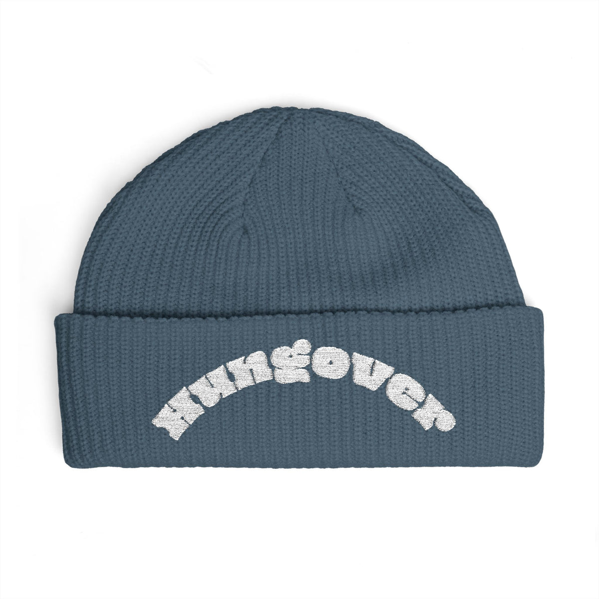 Cuff Beanie — 'Never Sober' Embroidered Retro Bubble Text Beanie