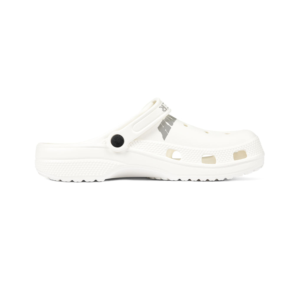 White EVA Foam Clogs with 'HUNGOUVER' Strap — Lightweight Slip-On Casual Shoes