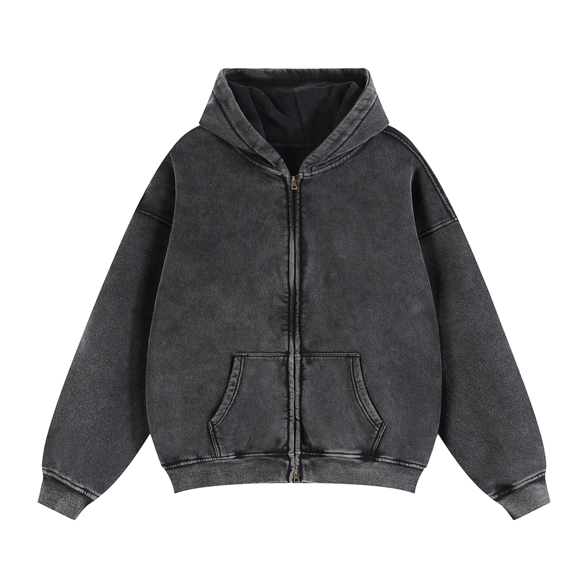 Zip-Through Boxy Fleece Hoodie - Back Logo