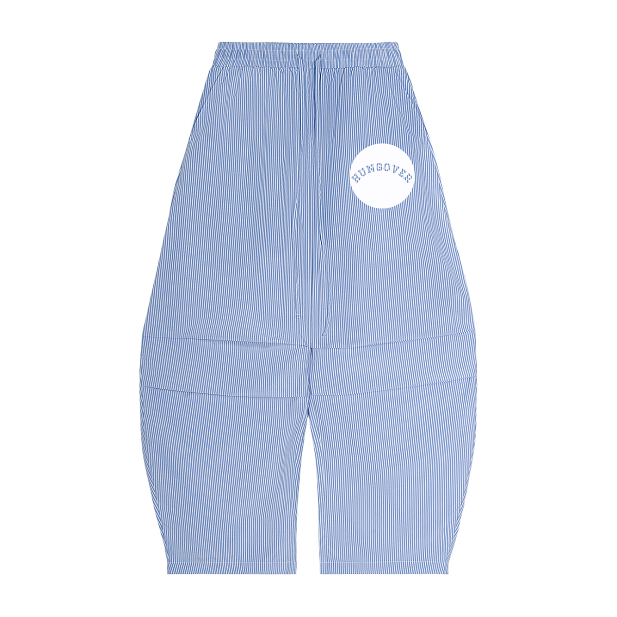 Vertical Stripe Drawstring Barrel Pants - Hip Logo