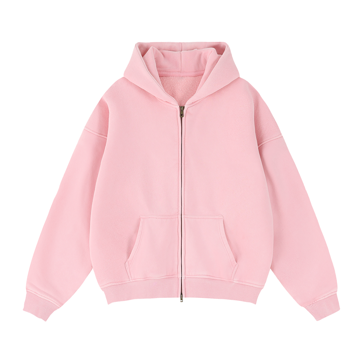 Zip-Through Boxy Fleece Hoodie - Back Logo