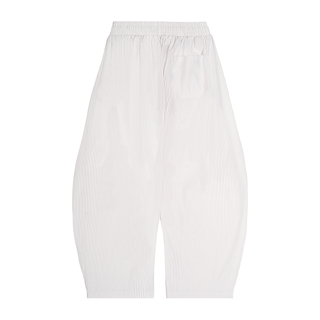Vertical Stripe Drawstring Barrel Pants - Hip Logo