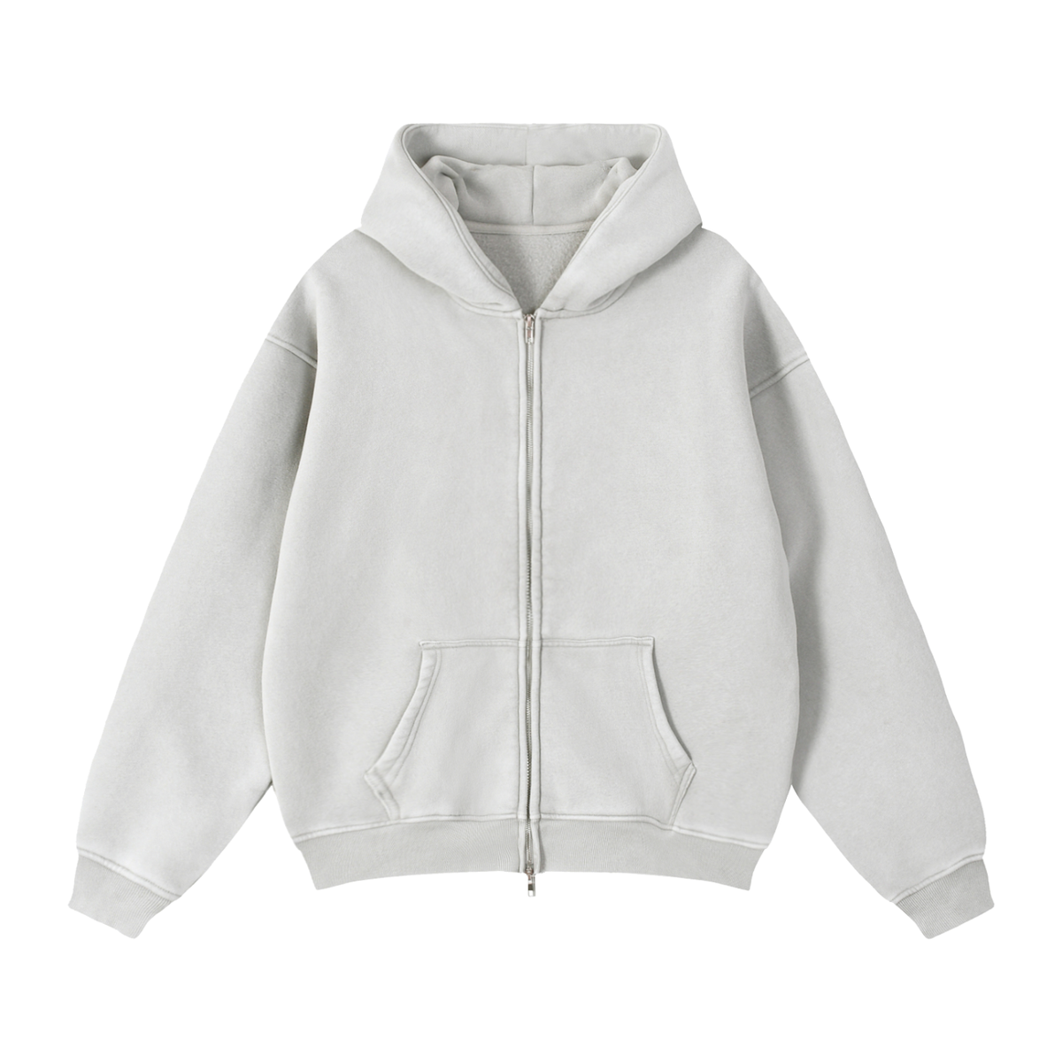 Zip-Through Boxy Fleece Hoodie - Back Logo