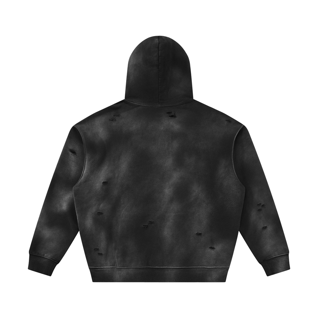 Sunfade Frayed Fleece Hoodie - Chest Logo