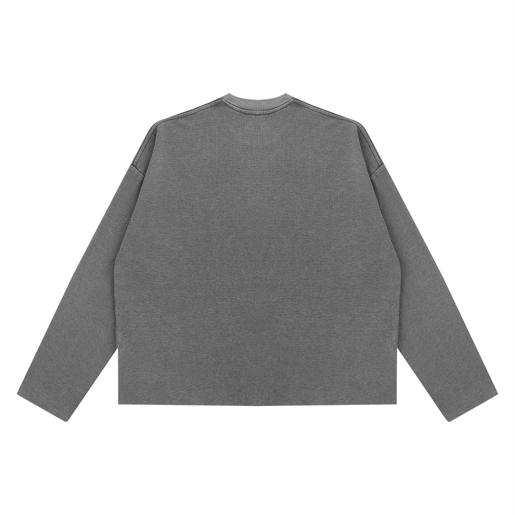 Unisex Vintage Wash Boxy Waffle Raw Edge T-Shirt - Front Logo