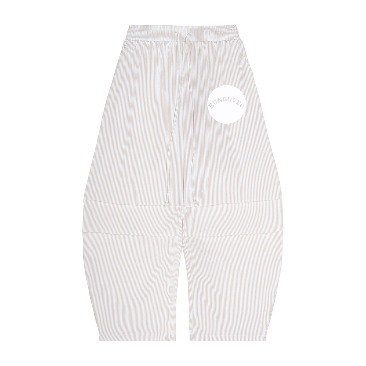 Vertical Stripe Drawstring Barrel Pants - Hip Logo